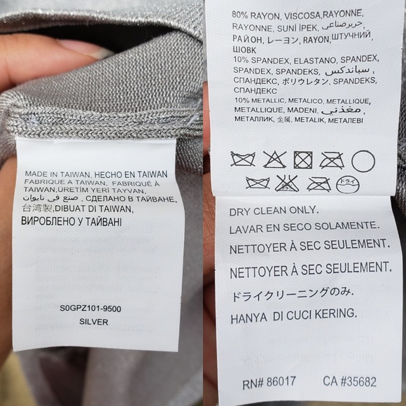 🎊Bebe Gray Metallic 3/4 Sleeve Keyhole Dress - Picture 7 of 8